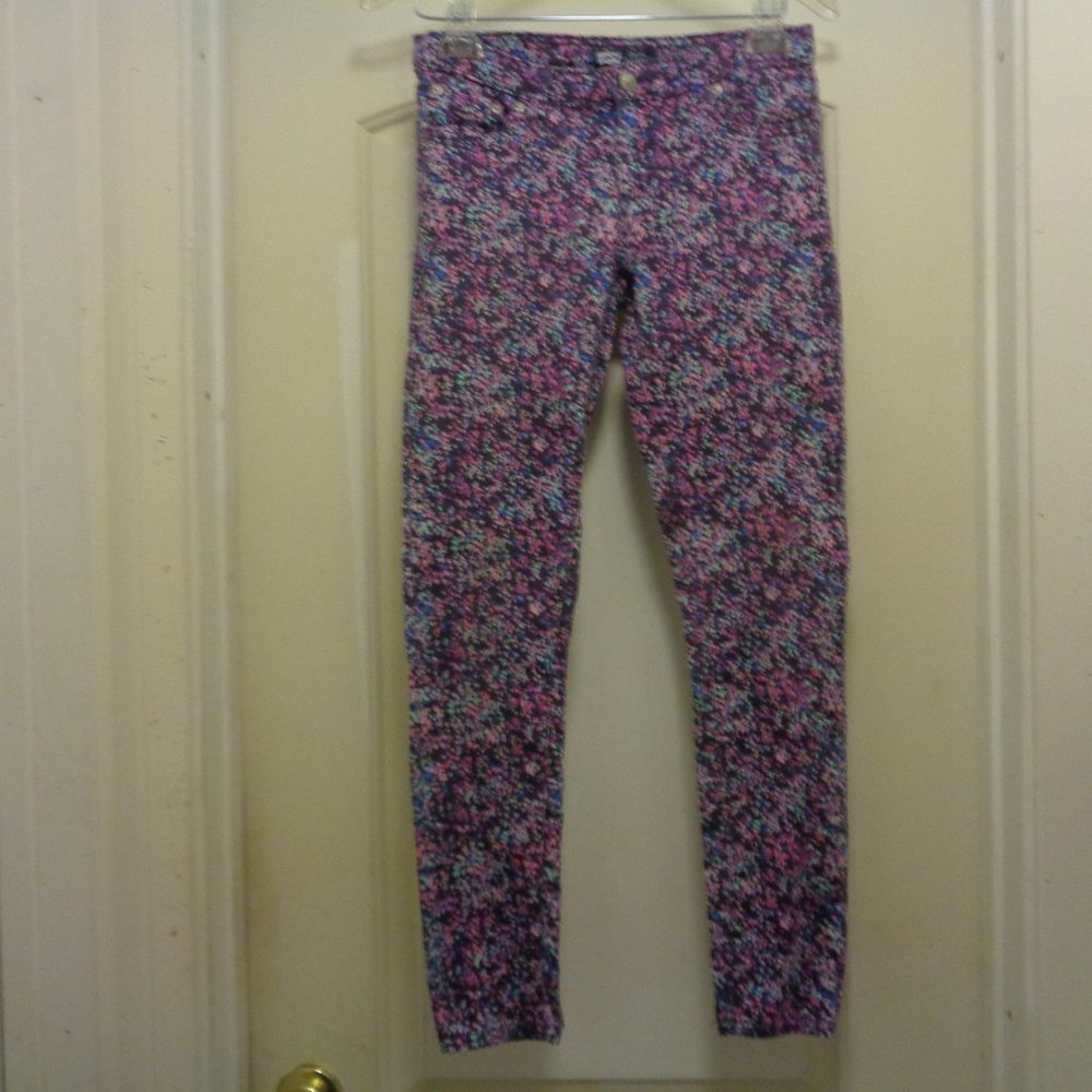 COQUETTE LEVIS DENIM LEGGINGS PURPLES FLOWERS 14 REG